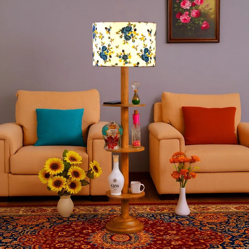 LumiCrate Tower Wooden Floor Lamp - White & Blue media 3
