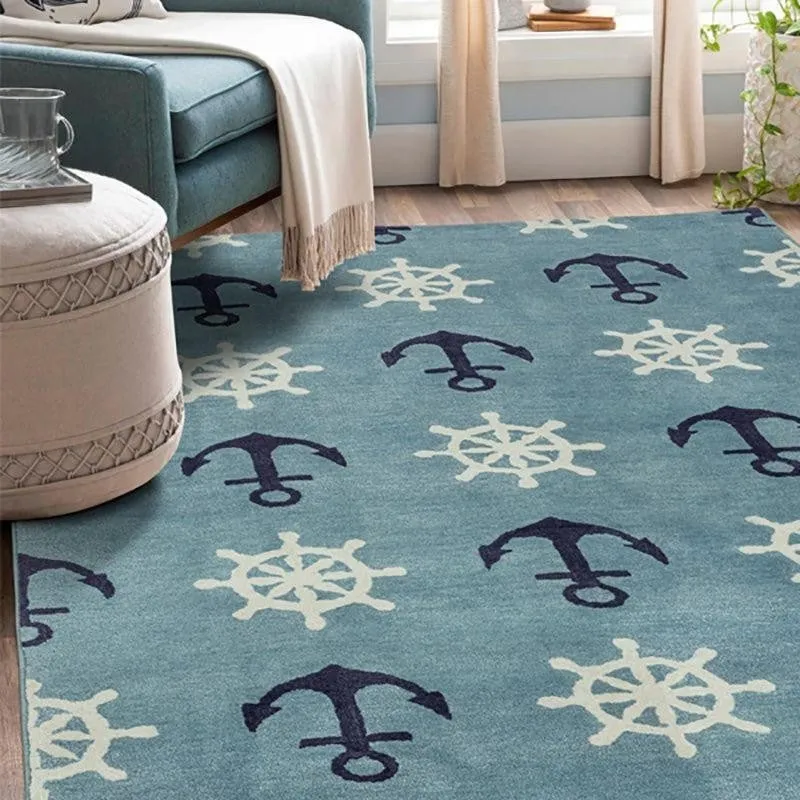 Anchors Hand Tufted Aweigh Kids Wool & Nylon Carpet - Turquoise media 7