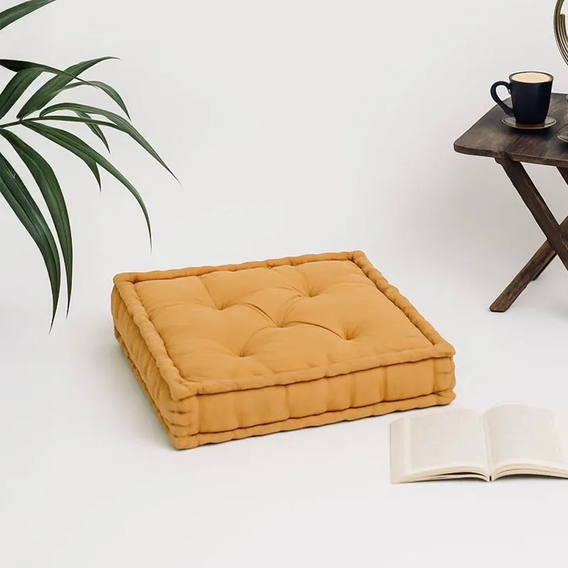 Thera Velvet Floor Cushion - Gold media 1