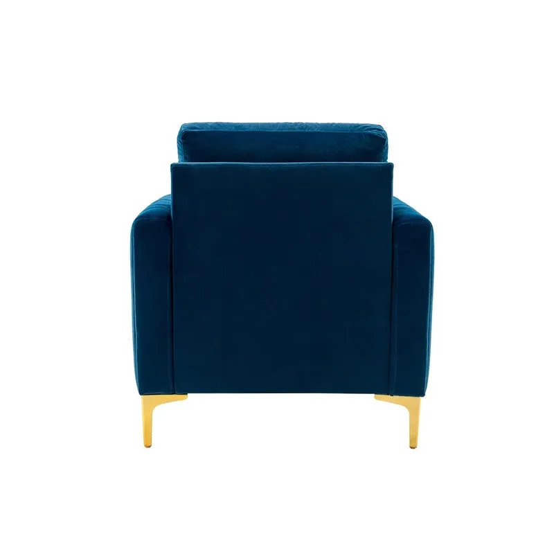 Baseo Neem Wood Accent Chair - Blue media 4