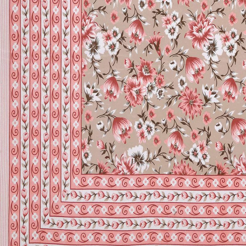 Sarva Floral Cotton Bedsheet (Pink,Green) - 180 TC media 3