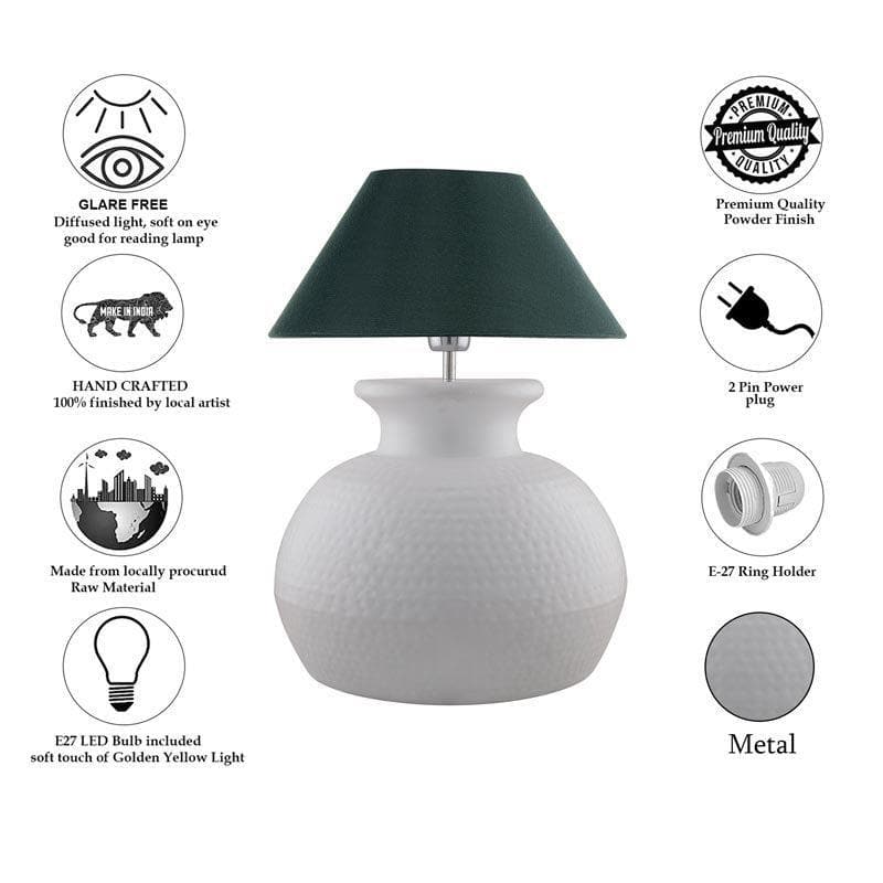 Gleam Quest Ceramic Table Lamp - White,Green media 6