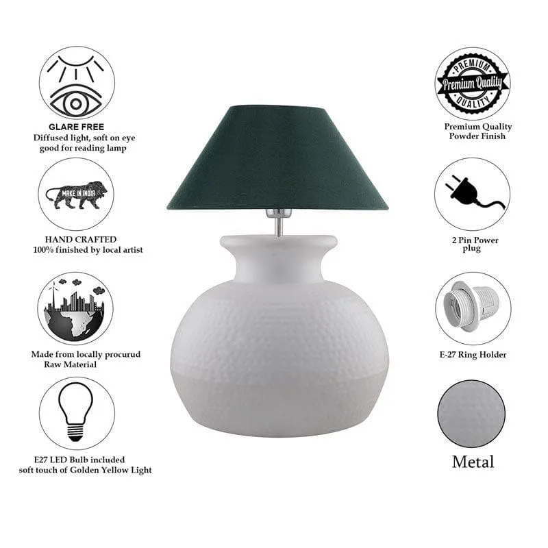 Gleam Quest Ceramic Table Lamp - White,Green media 6