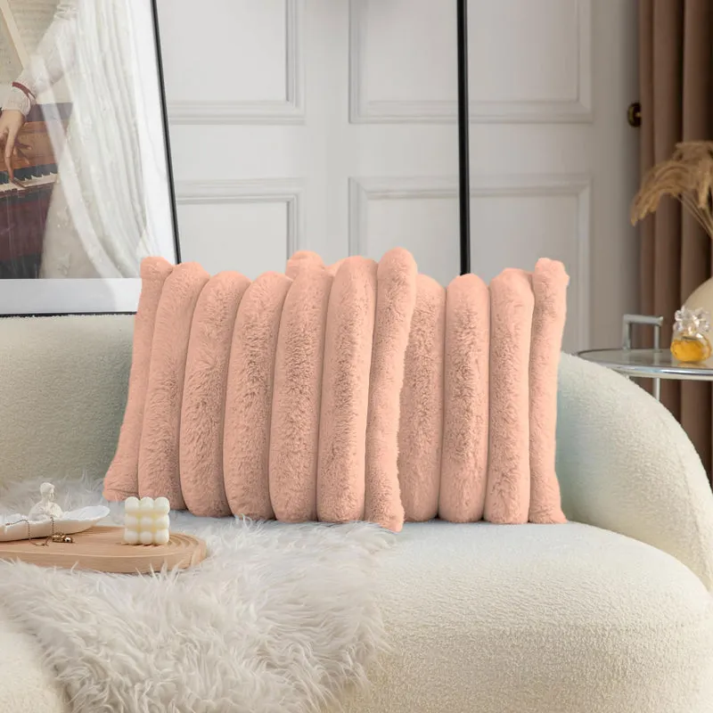 Stripe Luxe Cushion Cover Set (Peach) - Set Of Two media 3