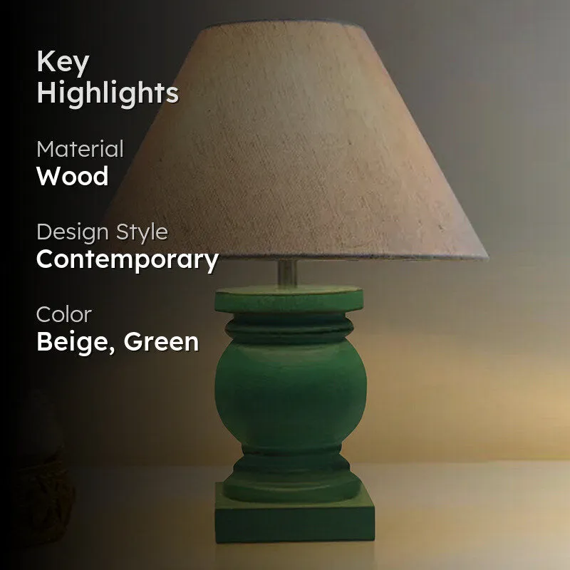 Aliora Nova Wooden Table Lamp - Beige,Green media 2