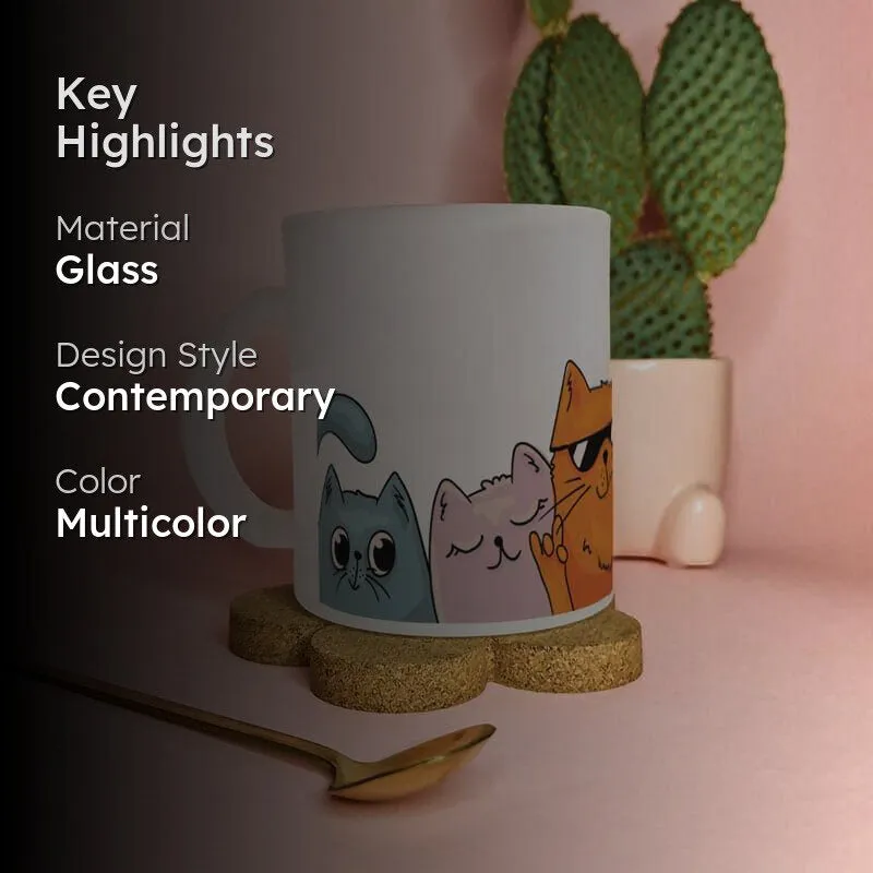 Feline Glass Coffee Mug (330 mL) - 2