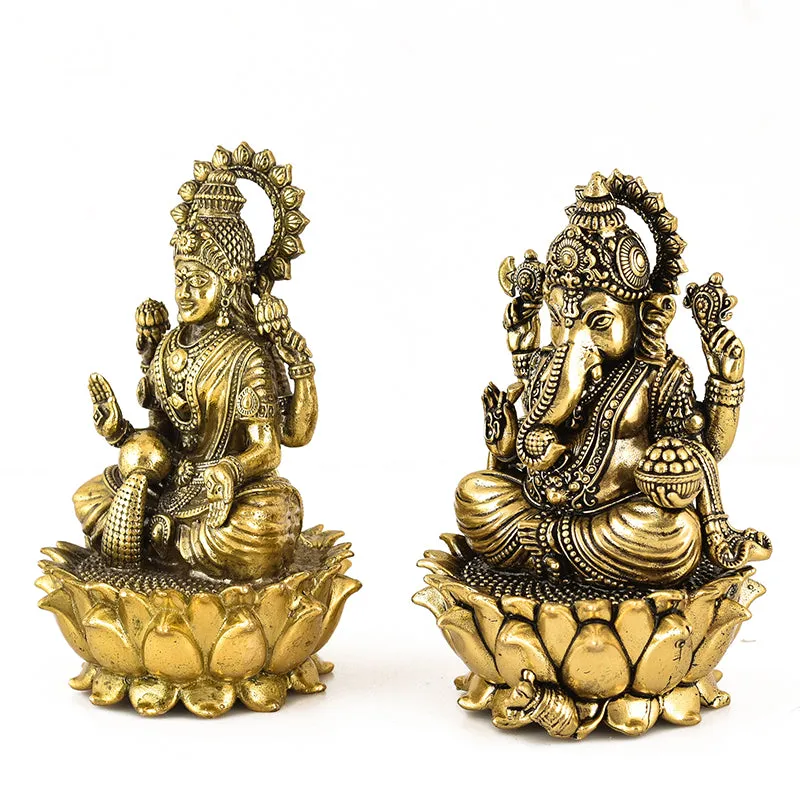 Divine Lakshmi-Vinayaka II Brass Idol - Set Of Two media 4