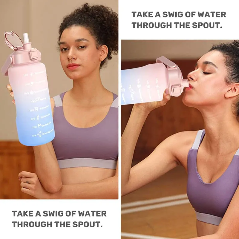 Ombre Sip Water Tumbler With Straw & Stickers (Purple,Blue) - 2 L media 3