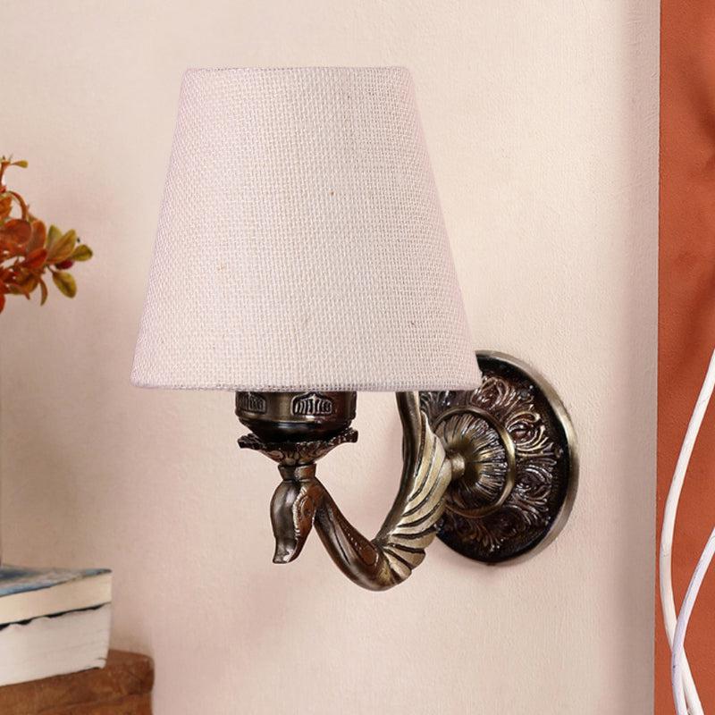 Amro Retro Conical Fabric & Metal Wall Lamp - White media 3