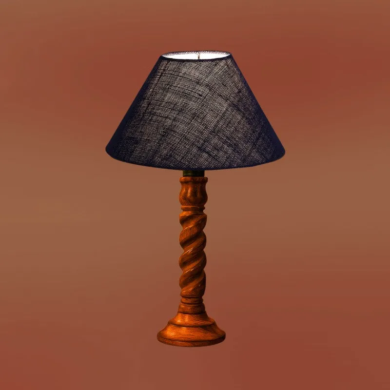 Elvane Velin Wooden Table Lamp - Blue media 7