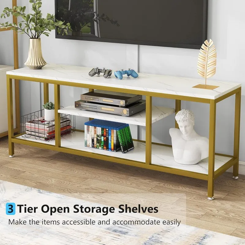 5 Tier Metal Console Table with Marble Top - Large media 5