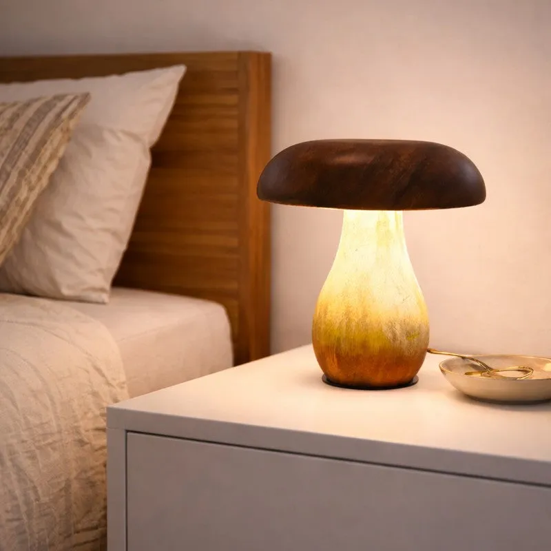 Shrooma Mushwoom Wooden Table Lamp - Brown media 4