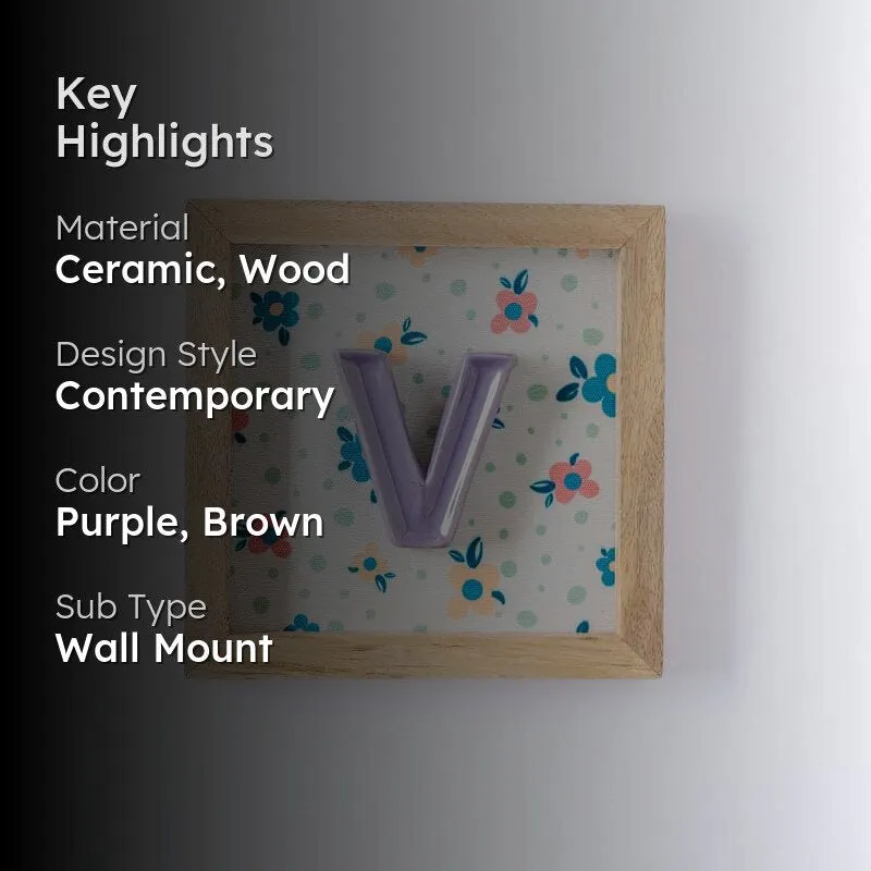 (V) Mini Mottled Mono Ceramic & Wooden Wall Accent - Purple media 2