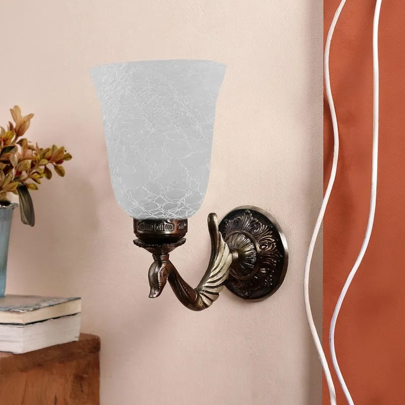 Crystal Bloom Medallion Curved Glass Wall Lamp media 4