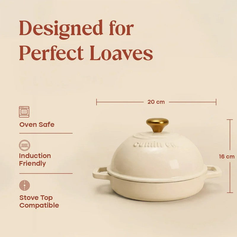 Cumin Co Enamel Cast Iron Bread Oven (White) - 1000 mL media 12