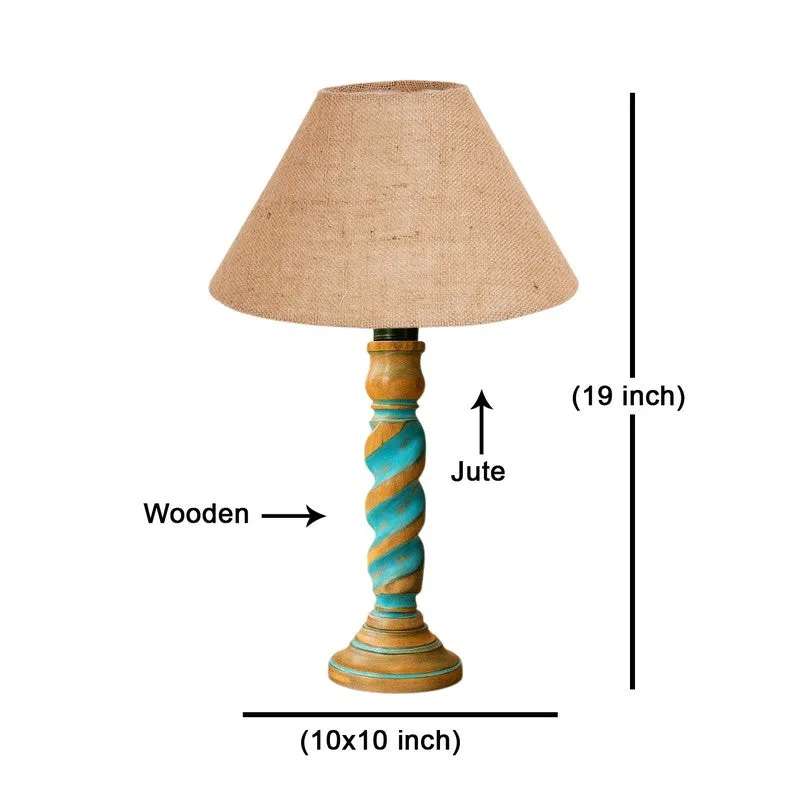 Elara Kyra Wooden Table Lamp - Beige media 8