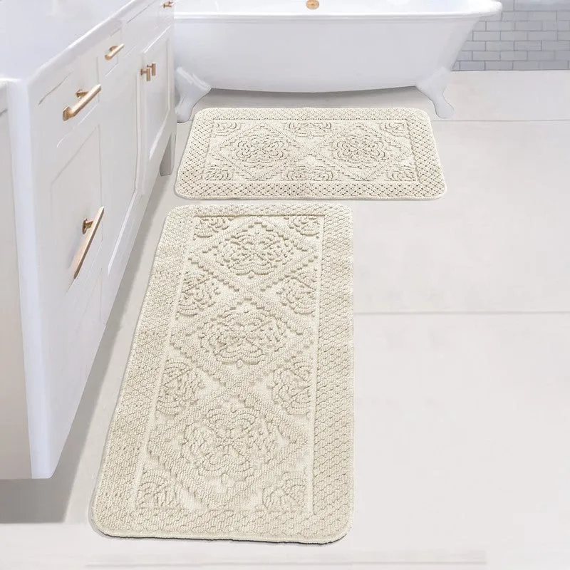 GentleStep Cotton Bath Mats (White) - Set of Two media 1