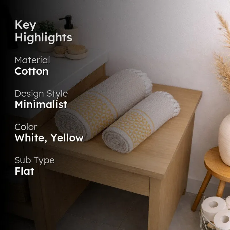 MosacStrip Cotton Hand & Bath Towel (Yellow & White) - Set of Two media 2