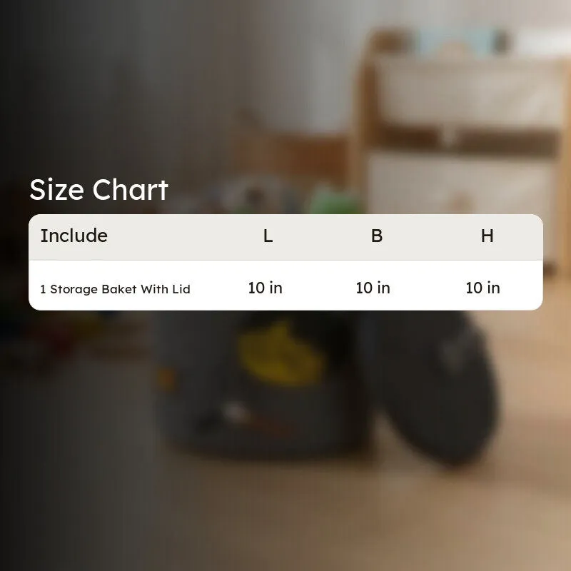 Size chart graphic for the storage basket