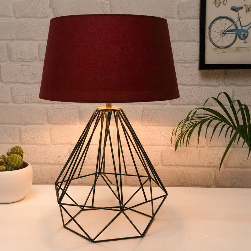 Diamond Dust Fabric Table Lamp - Red,Black media 1
