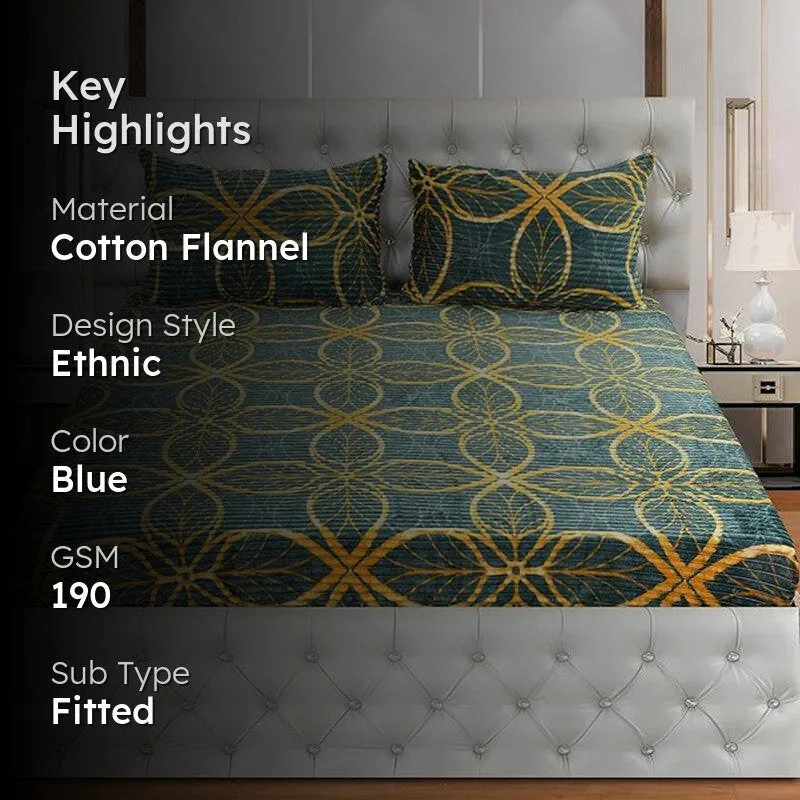 Kranis Ethnic Cotton Flannel Bedsheet - 190 GSM media 2