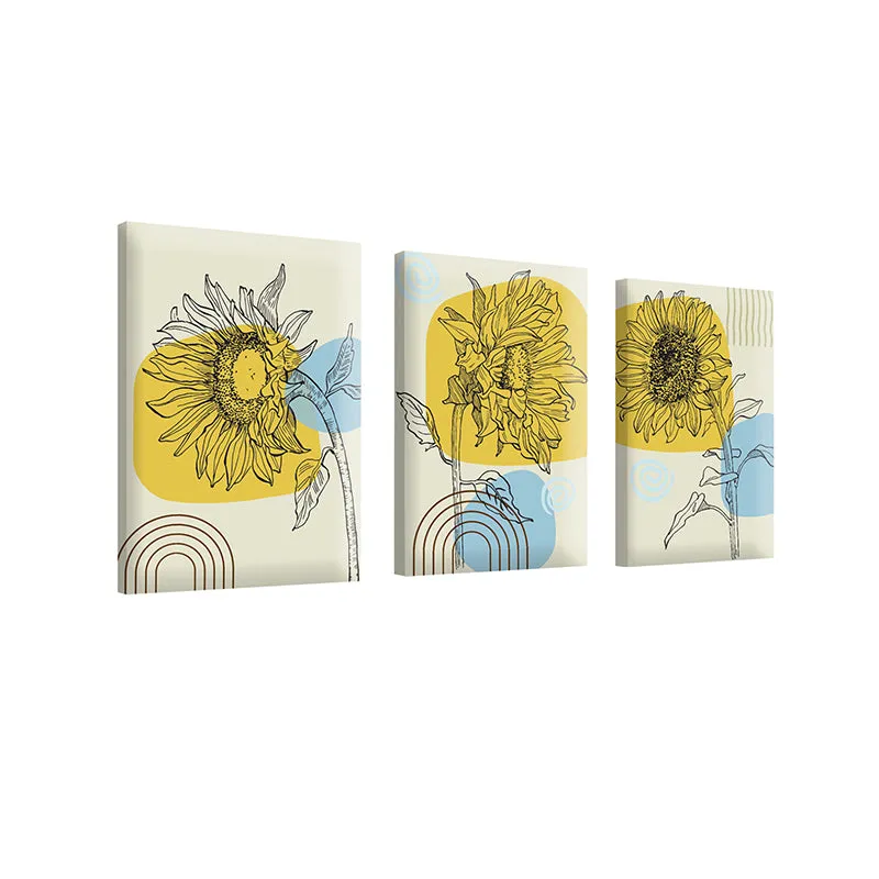 Sunflower Slay Canvas Wall Painting - Set Of Three media 4