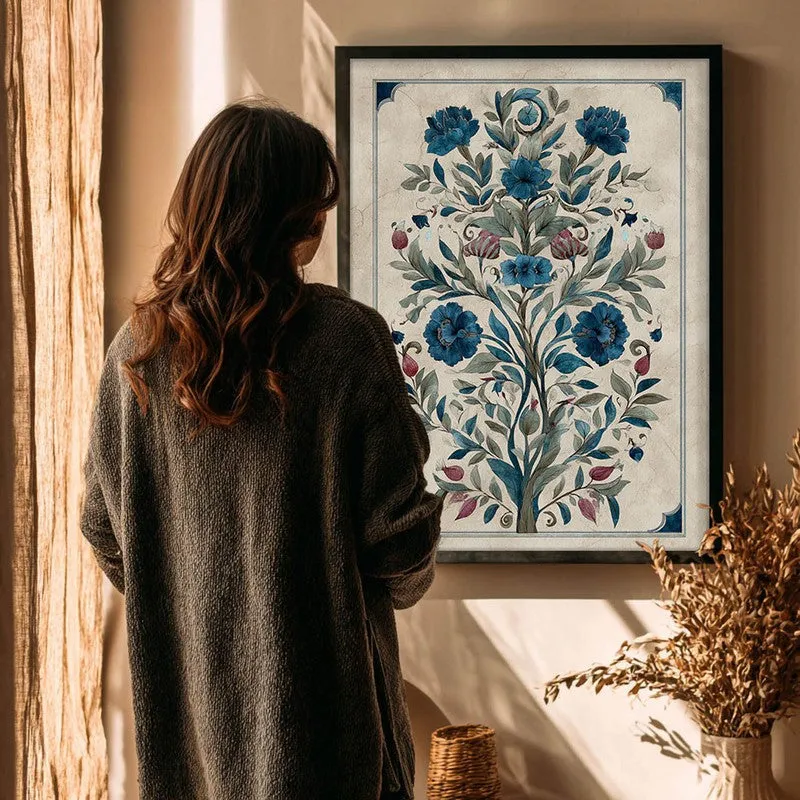 Floral Folk Art Canvas Wall Painting With Black Frame media 6
