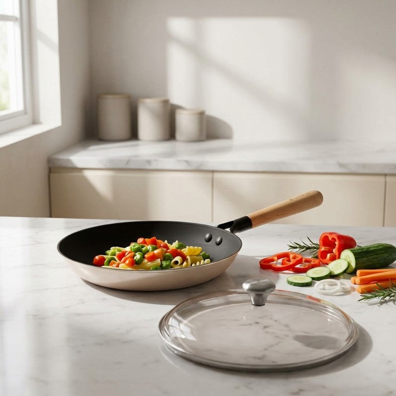 Cumin Co Enamel Cast Iron Frying Pan - White
