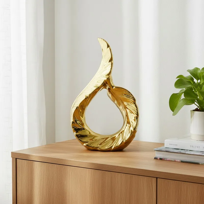 Zynera Emerald Curve Decorative Showpiece - Gold media 1