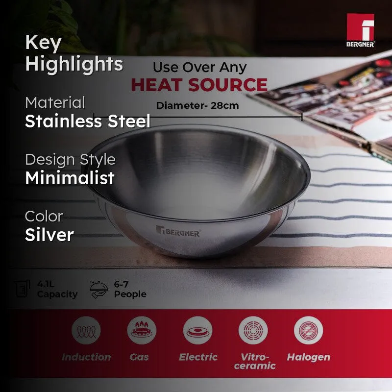 Bergner Tripro Triply Stainless Steel Cook and Mixing Bowl With Lid - 4250 mL media 2