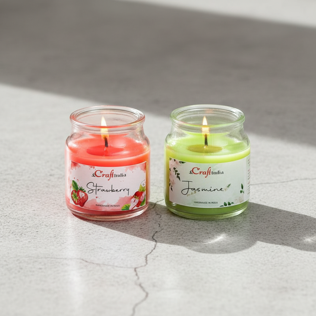 Strawberry & Jasmine Scented Jar Candle - Set Of Two