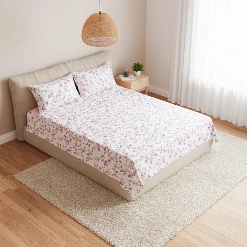 Ramisa Floral Cotton Bedsheet (Pink) - 180 TC media 1