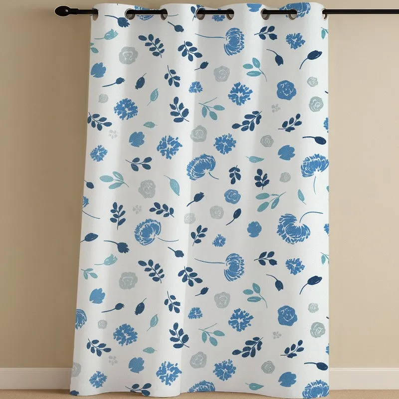 BloomSpry Cotton Curtain - Blue,Grey media 4