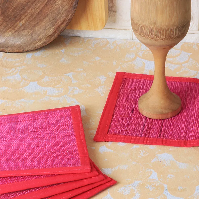 Woodland Nest Bamboo Coaster (Pink) - Set Of Four media 3