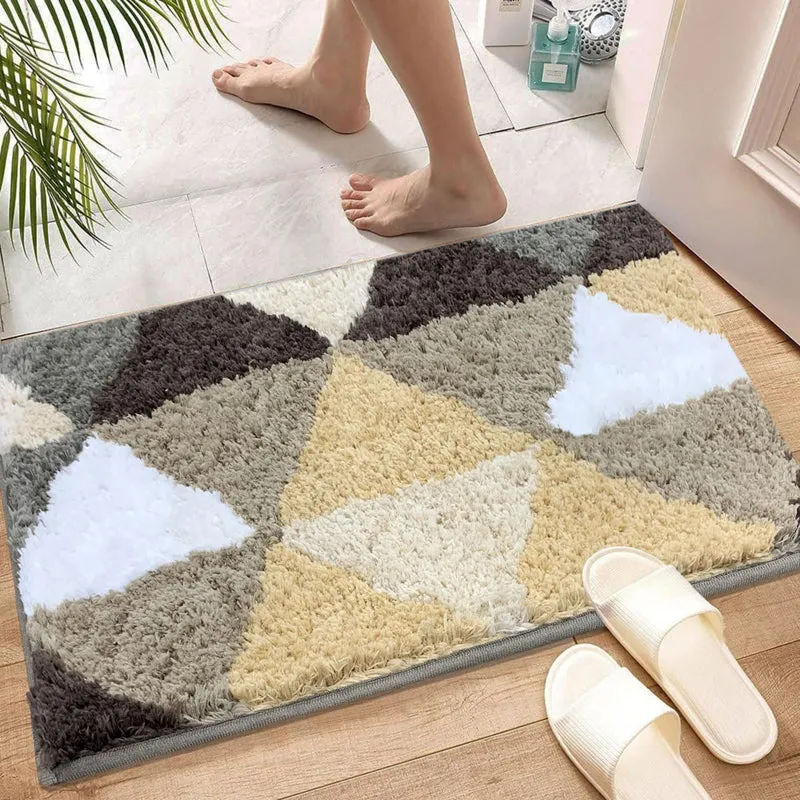 Soft Traingles Microfiber Bath Mat - Gold media 3