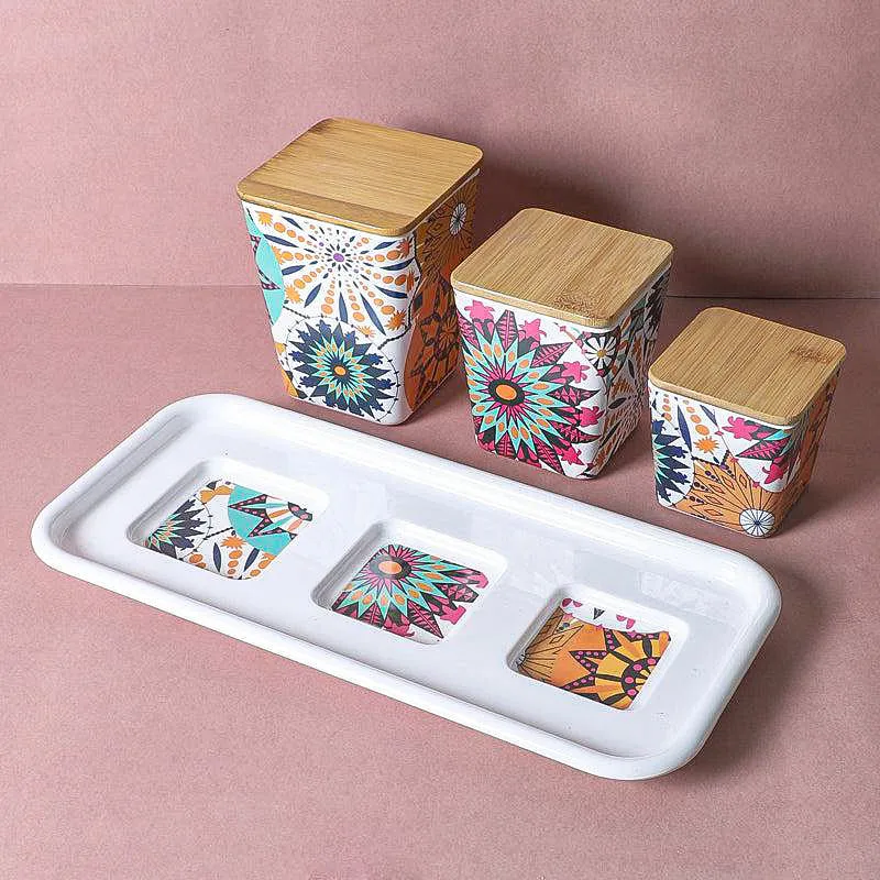 Juna Floral Stack Condiment Container With Tray (450 mL/750 mL/1140 mL) - Four Piece Set media 3