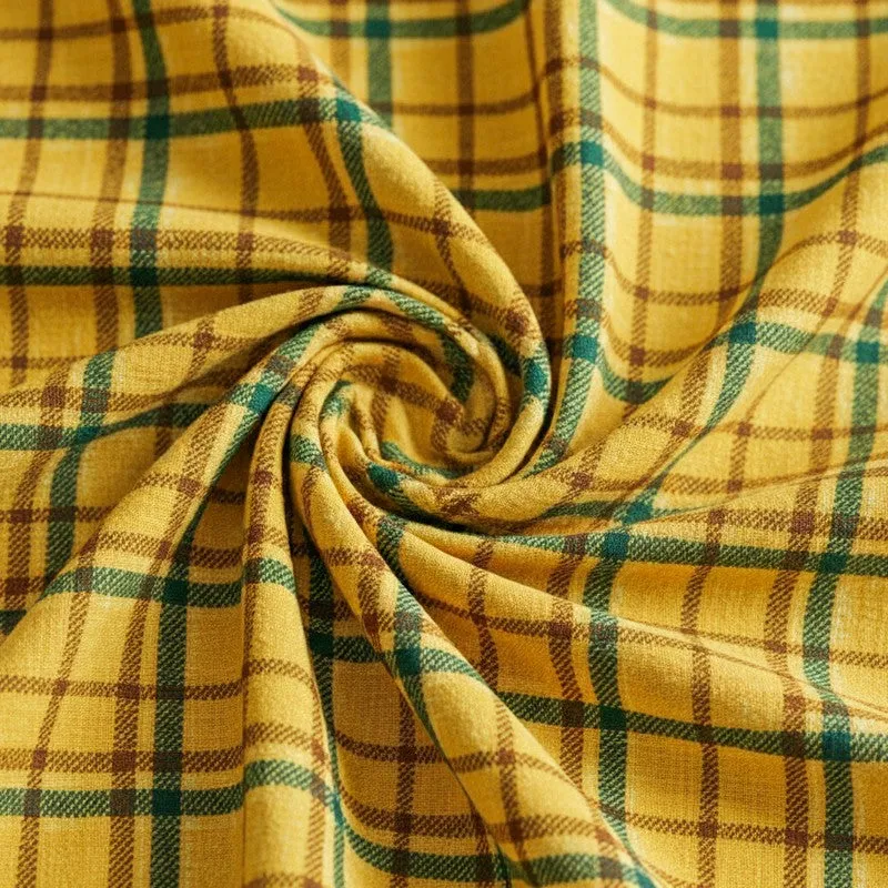 Sanja Checkered Cotton Bedsheet (Yellow) - 144 TC media 5
