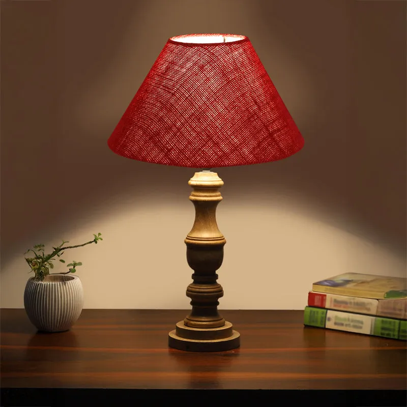 Sienna II Carve Wooden Table Lamp - Red,Brown media 1