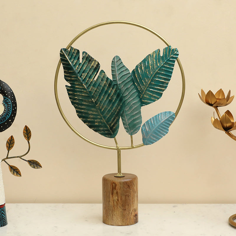Fantine Metal and Wood Leaf Showpiece