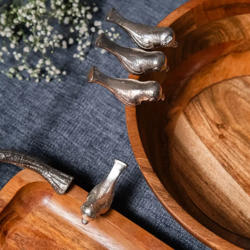Meadow Birds Wood Salad Bowl and Platter (1250 Ml) - Two Piece Set media 8