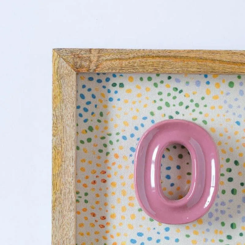 (O) Mini Mottled Mono Ceramic & Wooden Wall Accent - Pink media 3