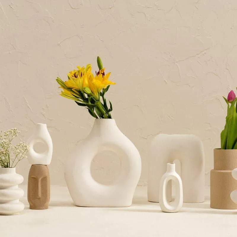 Minimalist Ceramic Donut Vase - Set of Nine media 3