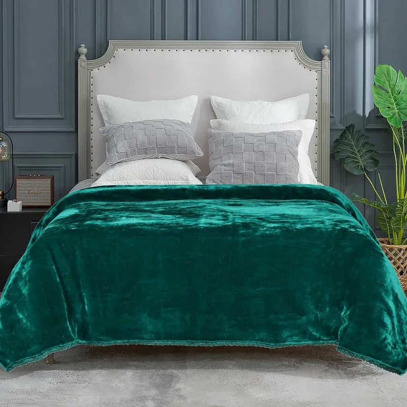 Singu Polyester Solid Blanket - Teal Green media 1