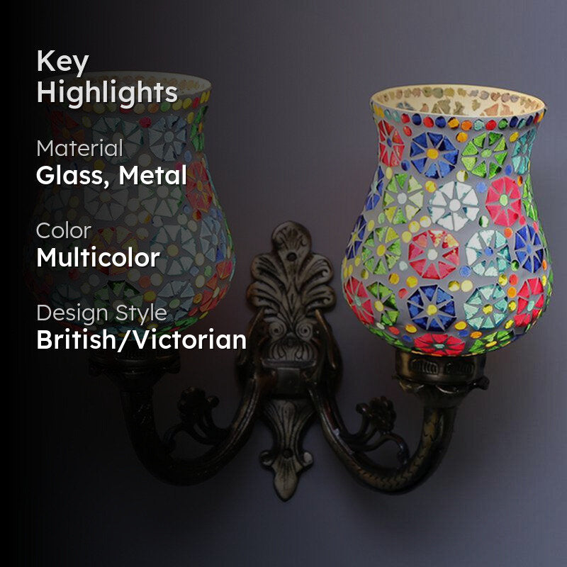 Zava Twinner Mosaic Glass & Metal Wall Lamp media 2