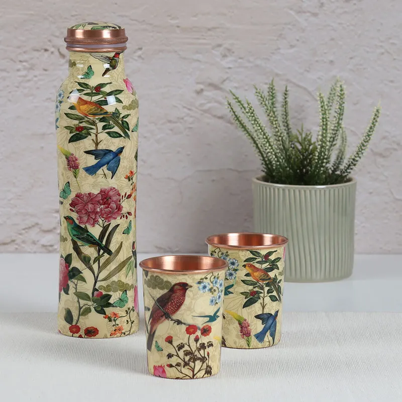 India Circus Eden Copper Bottle With Glasses (950 mL/400 mL Each) - Three Piece Set media 1