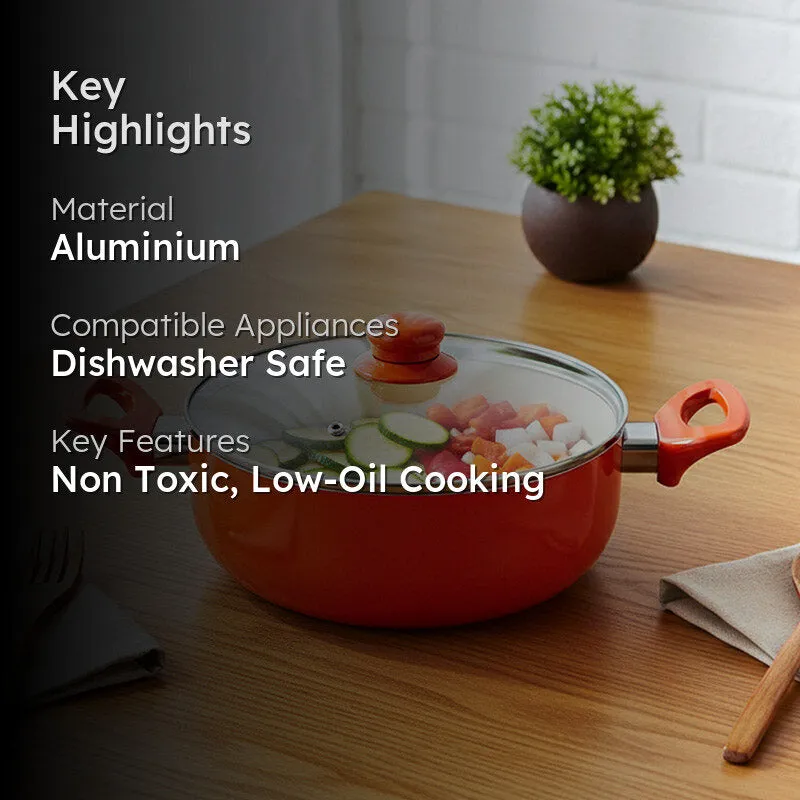 Nirlon Ceramic Coating Non Stick Cooking Pot With Lid - 2100 ML media 2