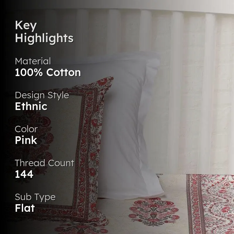 Pink Zinnia Cotton Bedsheet - 144 TC media 2