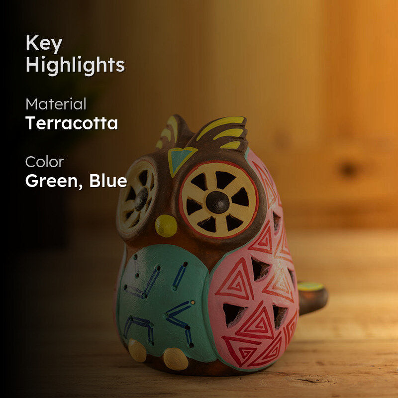 Lumi Owl Terracotta Tea Light Holder - Pink media 2