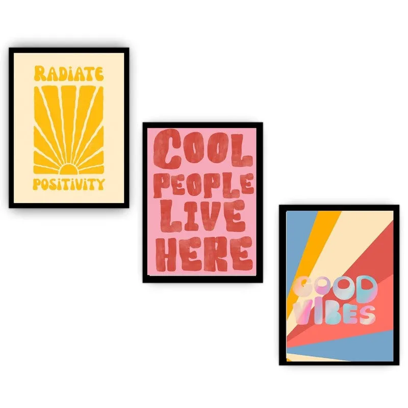 Positivity Pop Paper Wall Painting With Frame - Black media 5