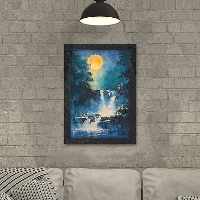Moonlit Waterfalls Wall Painting media 4
